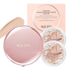 AGE20'S 經典保濕精華遮瑕粉餅盒+替換芯 14g 2入組, 21 Light Beige, 1組