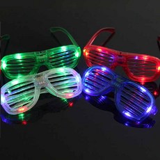 LED 發光眼鏡 4件組, 綠色、紅色、白色、藍色, 1組