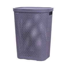 AOTTO 創意傢俱 日式簡約大容量加蓋洗衣髒衣籃 AS-006GR 60L, 44 x 33.5 x 57.5cm, 灰色