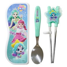 LE BARN Shooting Star Catch Teenieping孩童學習筷+湯匙+收納盒組, 1套, 晶亮萍