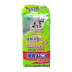 unicharm pet 清新消臭抗菌尿墊16枚, 複數貓用, 雙層貓砂盆專用, 43 x 29cm, 單色, 1包