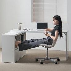 도모 디하우스 책상 + 서랍 세트 1600 방문설치, 화이트