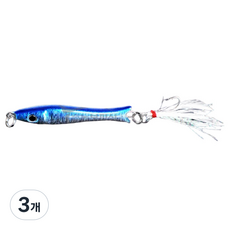 해동 자바 혼 크리스탈 틴셀 루어낚시 메탈지그 14g, Blue, 3개