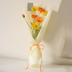 THE FLOWERMARKET 罌粟花束+留言小卡, 黃色(花)+01 謝謝(小卡)