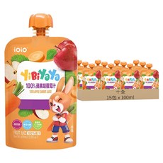 十全 YiBiYaYa 100%蘋果胡蘿蔔汁, 100ml, 15包