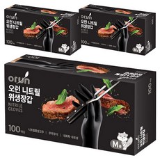 오런 니트릴 위생장갑 100P, 블랙, 중(M), 3개