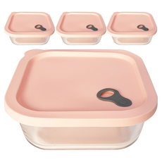 PAMIRE 帕米爾 可加熱方形玻璃保鮮盒 1.1L, 4個, 單品