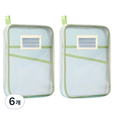 生活特輯 大容量網眼A4文件整理袋, 6個, 綠色