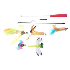 寵物夢工廠 五款替換頭逗貓棒組, 顏色隨機, 1組