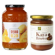 카야하우스 카야잼 브라운 400g + 초록원 파인애플망고잼, 1세트, 1kg