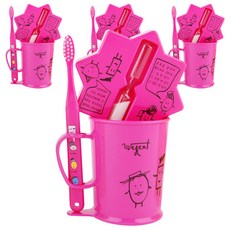 加寬兒童刷牙杯套組粉色3-5歲, 4組