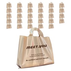 마켓감성 디자인레터링 의류 손잡이백, 카키베이지, 50개