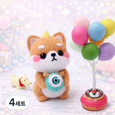 아트조이 DIY 양모펠트 키트, 4세트, 앉은시바(몬스터)