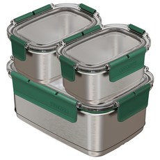 STENLOCK 史丹利 Most SE不鏽鋼密封保鮮盒 British Green, 1組, 保鮮盒 340ml 2個+1100ml