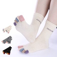 Crocodile 鱷魚 女款彩色線條中筒五指襪3雙組 CD 385