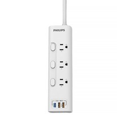 PHILIPS 飛利浦 CHP8430WA/96 3開3插 2USB + Type C PD 20W 延長線, 1.8m, 白色, 1個