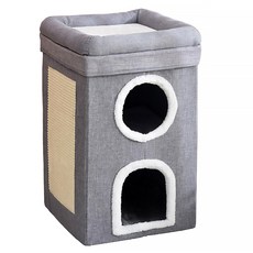 DING DONG PET Nest 坐墊貓抓板雙層屋, 灰色, 1個