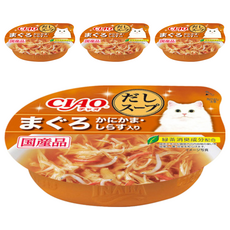 INABA CIAO 啾嚕原湯杯, 燒津產鮪魚高湯, 蟹肉吻仔魚, 綠茶消臭配方 60g, 鮪魚 + 蟹肉 + 吻仔魚, 4個