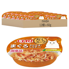 INABA CIAO 啾嚕原湯杯 燒津產鮪魚高湯 蟹肉吻仔魚 綠茶消臭配方 60g, 鮪魚 + 蟹肉 + 吻仔魚, 12個