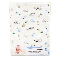 KU.KU Duckbill 酷咕鴨 小繽紛紗布大浴巾 柔軟舒適 100% 純棉 72公分 x 91公分, 藍色, 1條