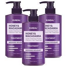 KUNDAL 昆黛爾 蜂蜜澳洲堅果保濕護髮乳 婚禮棒花香, 500ml, 3瓶