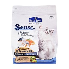 BLUE BAY 倍力 Sense 全護低敏貓飼料 美膚爆毛配方 3種魚 + 台灣鱉蛋, 皮膚/毛髮, 1.5kg, 1袋