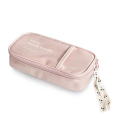 ICONIC 字母印花帆布筆袋, 粉色的, 1個