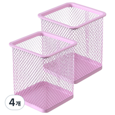 탑피아 철제 메쉬 펜 연필 다용도 책상 문구 수납 정리함 사각형, 연한 분홍색, 4개