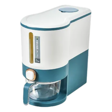 按壓式儲米桶 5KG 35.5x19x33 CM, 小(34 x 15 x 31.5cm), 湖水藍, 1個