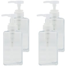 뉴앤룩 사각 리필용기 디스펜서 일반형 450ml, 01 투명, 4개