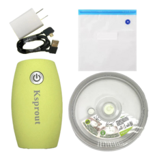 Ksprout 愛藏鮮 真空保鮮機套組含專利真空保鮮蓋 贈食品袋 保鮮機75.7 x 56.5 x 45mm + 保鮮蓋S 11cm + 保鮮蓋M 14cm + 保鮮袋28 x 2cm 3個 100g, 1組