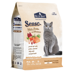 BLUE BAY 倍力 Sense 成貓 全護低敏貓飼料 雞肉 + 鮭魚 + 貓麥草, 高纖化毛, 1.5kg, 1袋