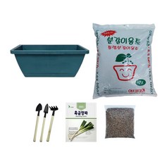 대파키우기 텃밭 화분 색상랜덤 + 흙 7L + 세척마사토 250g + 대파 씨앗 + 미니삽 3종세트, 혼합색상, 1개