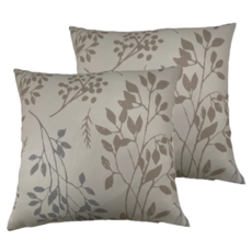 J&N 花葉印花抱枕 2個, 米灰色