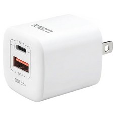 RASTO RB24 33W GaN 氮化鎵PD + QC3.0雙孔快速充電器, 白色, 1盒