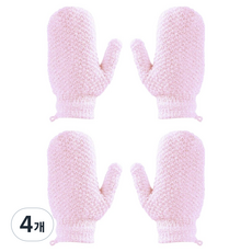 더자카 각질 케어 양면 스크럽 벙어리 때장갑 15 x 18 cm, 핑크, 4개, 2개입