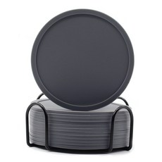 cofv 廚房用多功能矽膠茶杯墊 12入 + 杯墊架, 1套, 灰色