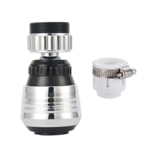 E.dot 360度旋轉水龍頭起泡器 ABS材質 附轉接頭, 6.5 x 2.3cm, 銀色 + 白色