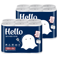 Hello Tissue Super Clean 天然紙漿廚房紙巾, 2個, 6入