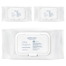 미샤 수퍼 아쿠아 울트라 히알론 클렌징 오일 티슈 캡형 대용량, 70매입, 3개