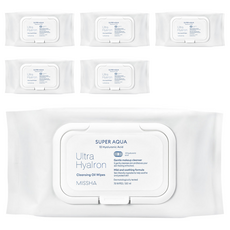 미샤 수퍼 아쿠아 울트라 히알론 클렌징 오일 티슈 캡형 대용량, 70매입, 6개