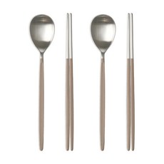 LIHAN Living Curator Ria 彩色雙人餐具組, 1套, 湯匙 2p + 筷子 2雙, 棕色