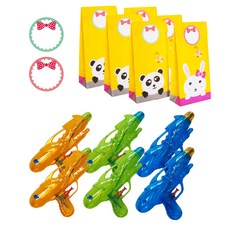 水槍 6p+兔子包 6p+2 個貼紙 x 4p 套組, 隨機發貨（水槍），粉色，薄荷色（貼紙）