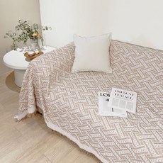 HOOM 編織沙發布, 天然長絨棉, 厚實編織, 230 x 80cm, 波西奶茶, 1件