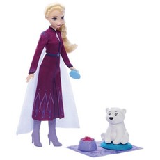 MATTEL 美泰兒 迪士尼冰雪奇緣 艾莎娃娃與小白熊公仔, 1組, 艾莎娃娃與小白熊公仔 多色