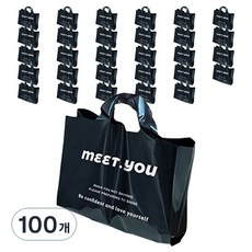 마켓감성 디자인레터링 의류 손잡이백, 블랙, 100개