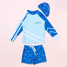 KIDSCOMO 兒童魚圖案防曬泳衣上下套裝