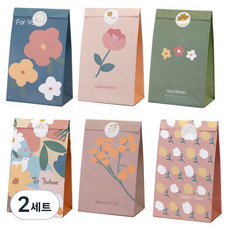 indi.k 盛開花朵紙袋6入 + 貼紙6入組, 混色, 2套