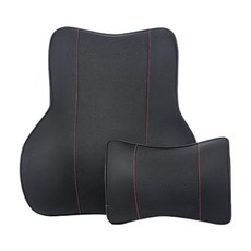 HONDONI 新款5D頭枕加靠墊 記憶靠墊 居家背墊 汽車舒壓腰靠墊 (透氣舒適黑), 黑色, 1個