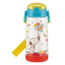 Skater 塑膠水壺 透明 汽球 彈蓋吸管式, SNOOPY 透明色, 480ml, 1個